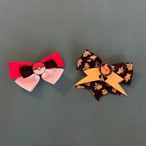 Pokémon RARE Hair Bow Clips 2 Piece Set pickachu